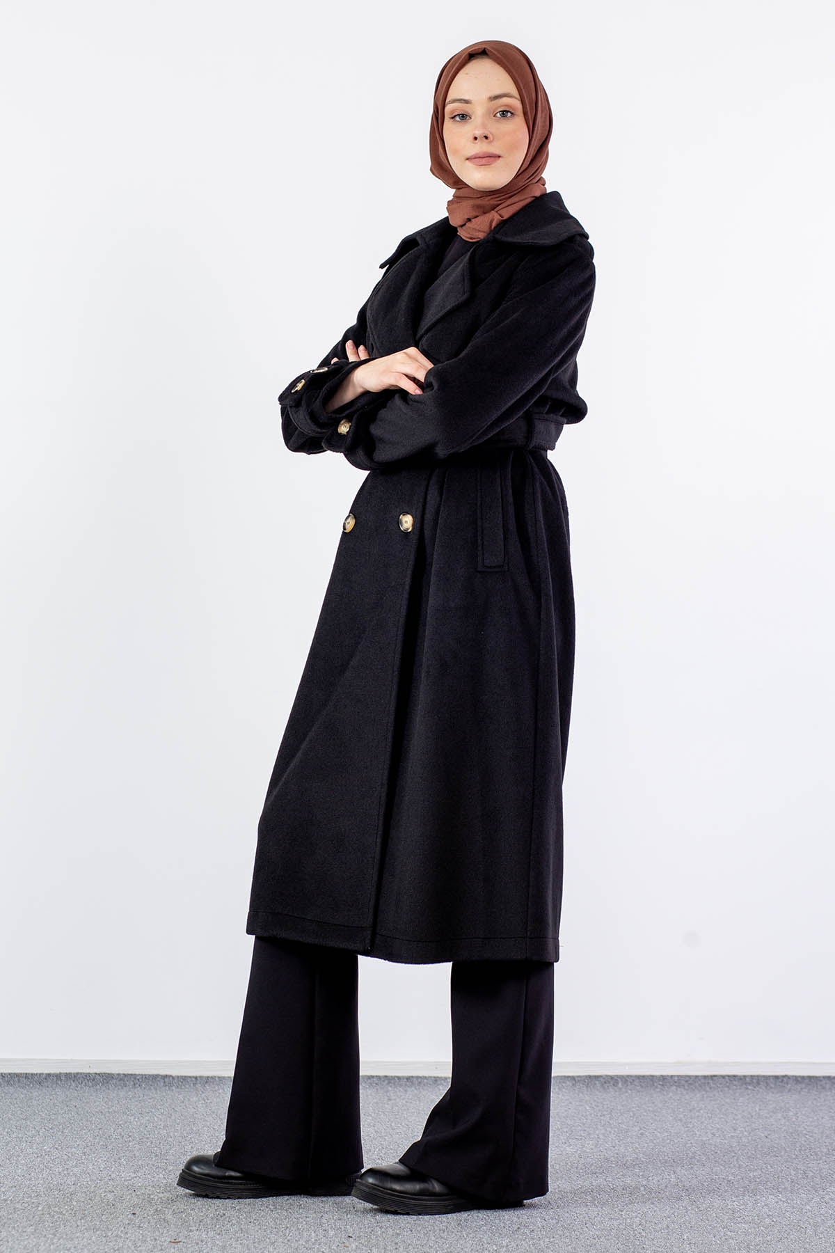 33064 Kaşe Kaban S-m-m-l - Siyah - 4