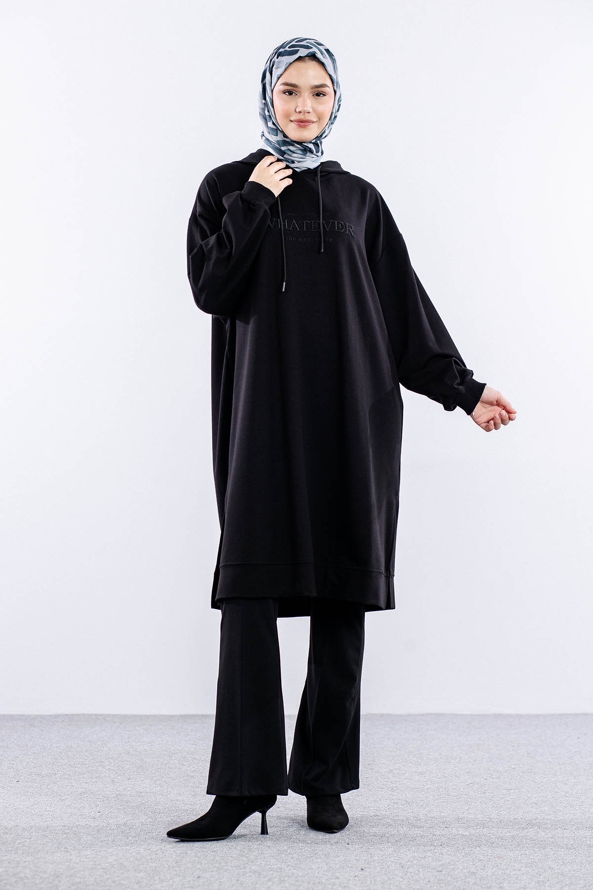 33201 Kapş Tunik Tek - Siyah - 1