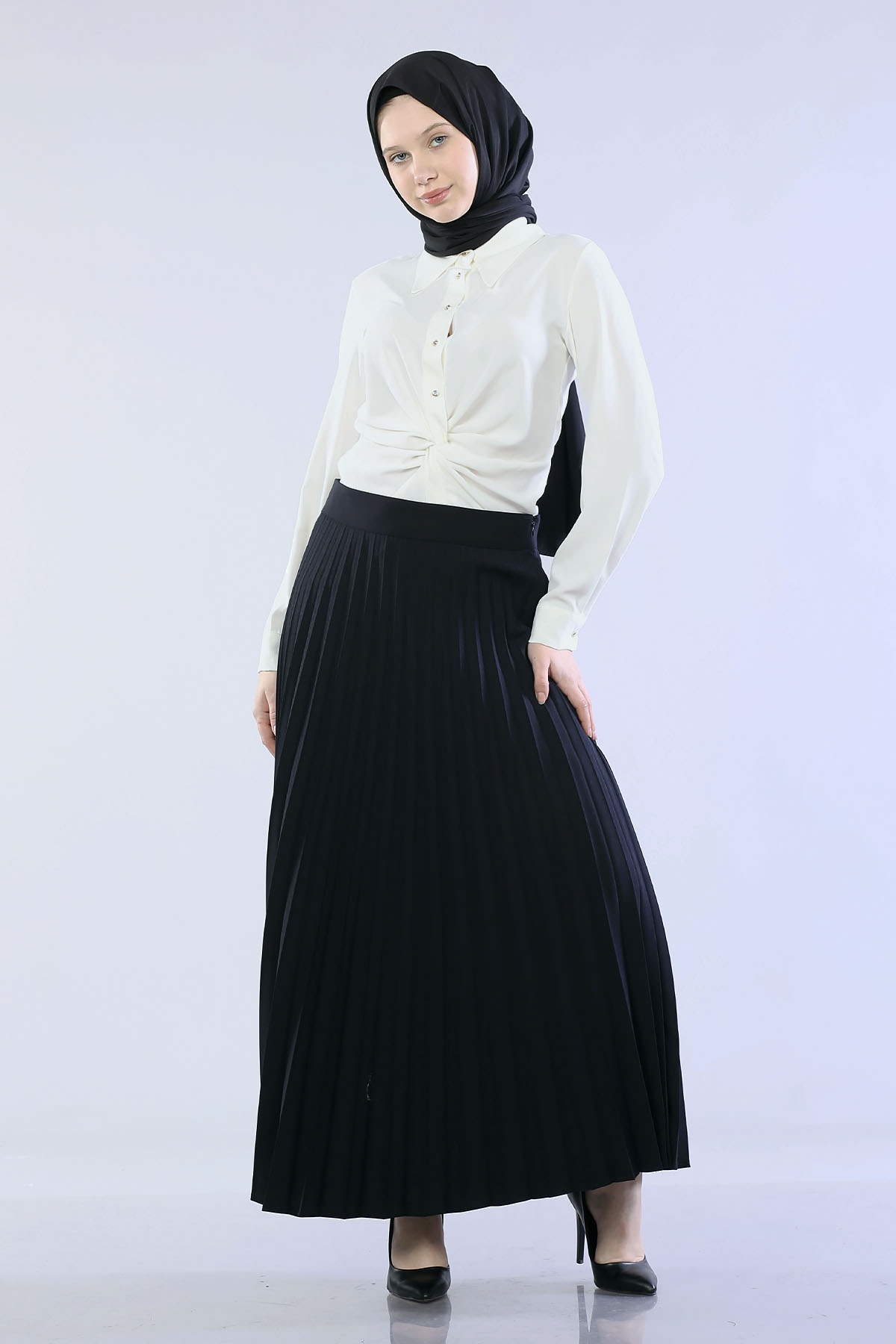 3322 Etek 38-48 Plise - Lacivert - 2