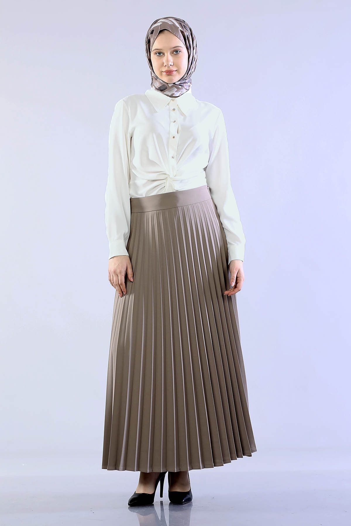 3322 Etek 38-48 Plise - Vizon - 1