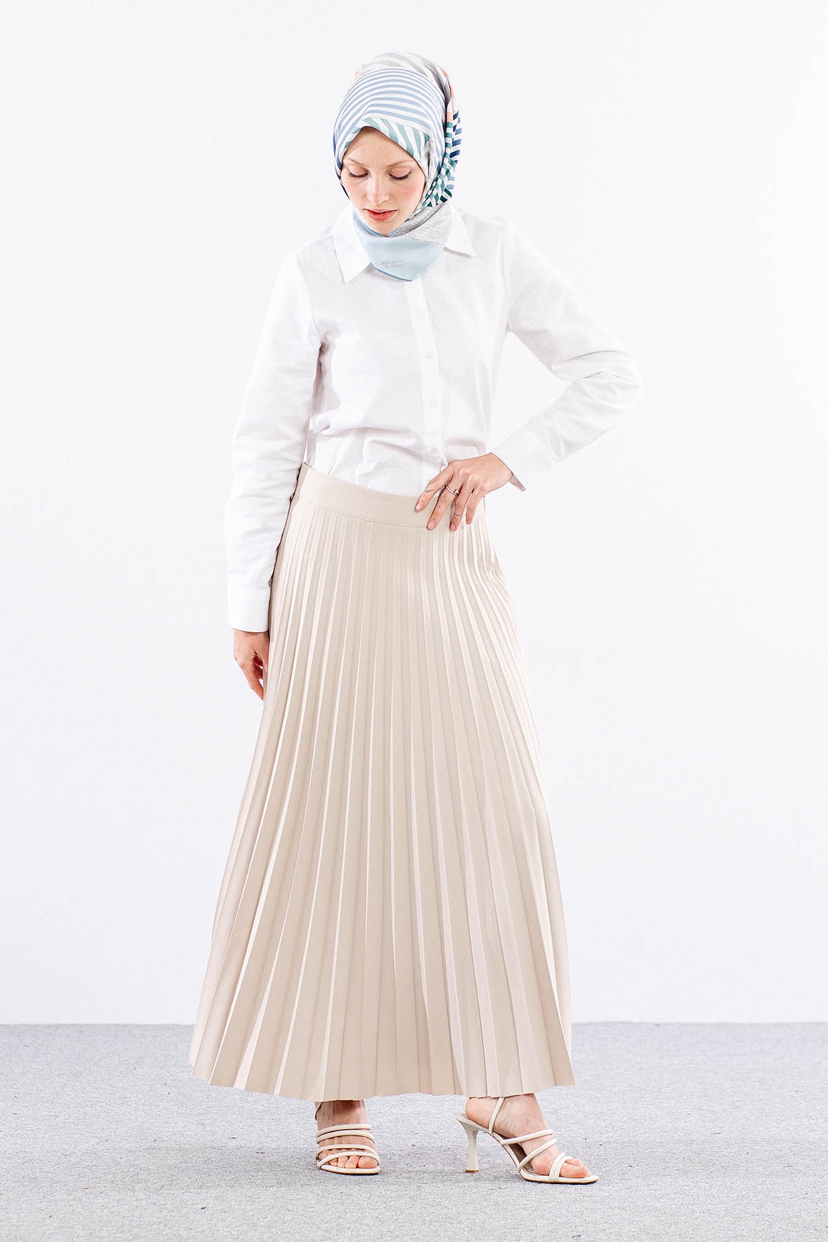 3322 Plise Etek 40-48 - Bej - 2