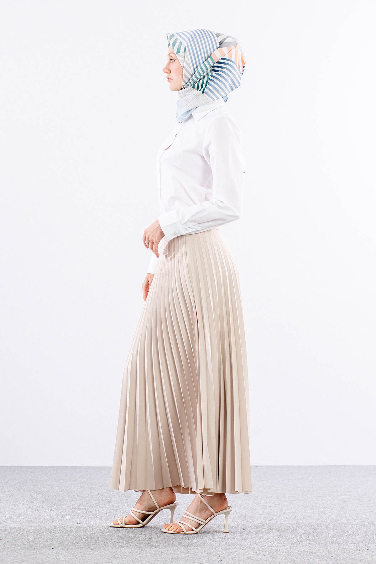 3322 Plise Etek 40-48 - Bej - 4