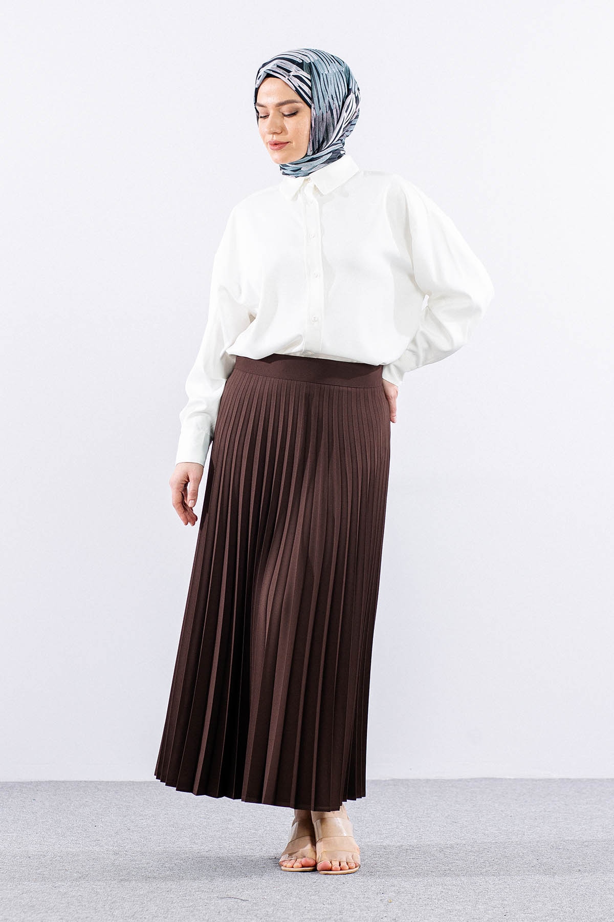 3322 Plise Etek 40-48 - Kahve - 2