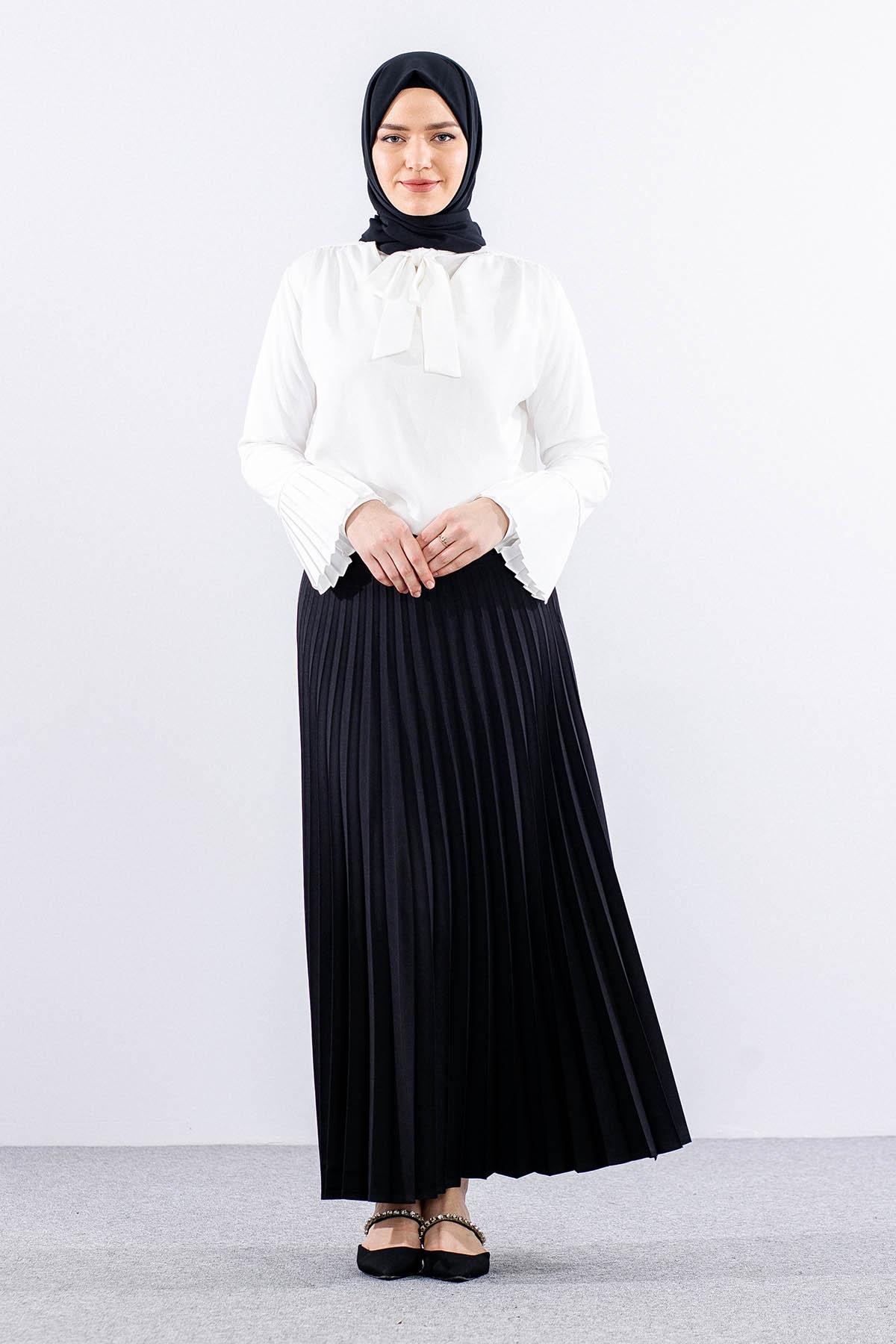 3322 Plise Etek 40-48 - Siyah - 1