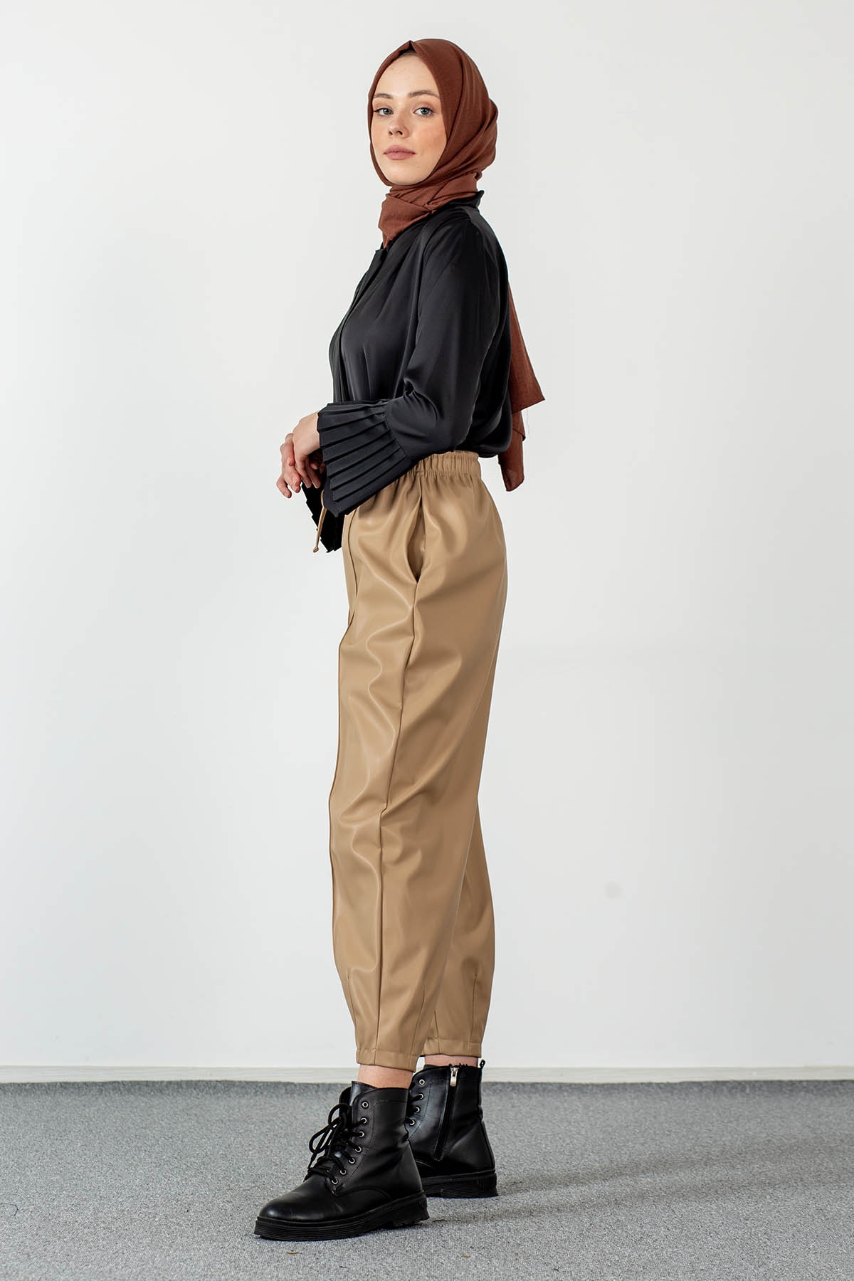 33313 Deri Pantolon S-m-l - Toprak - 3