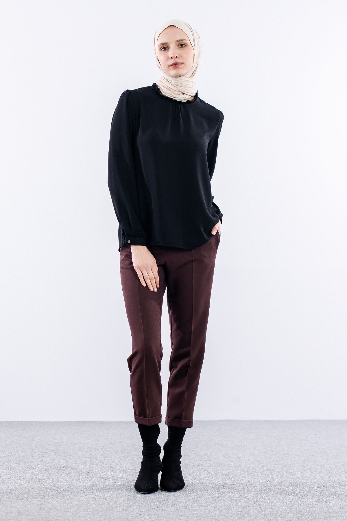 3335 Pantolon 38-48 Lstk - Kahve - 1