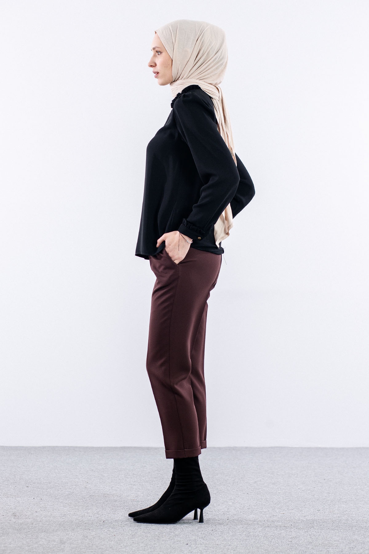 3335 Pantolon 38-48 Lstk - Kahve - 4