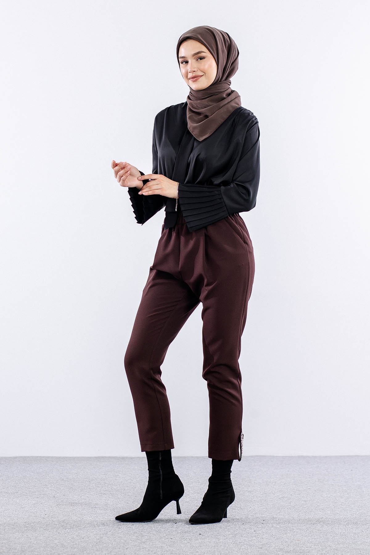 3336 şik Pantolon 38-48 - Kahve - 3