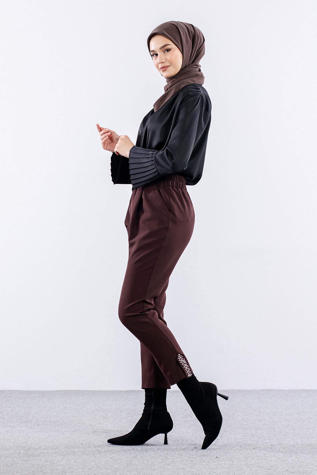 3336 şik Pantolon 38-48 - Kahve - 4