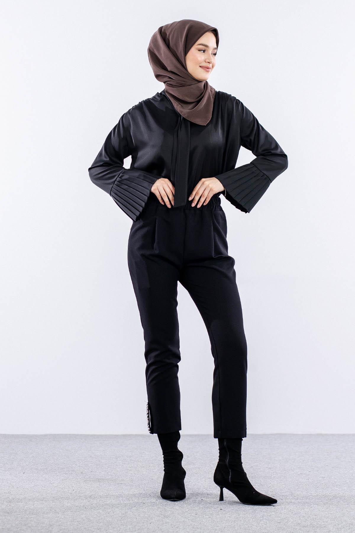 3336 şik Pantolon 38-48 - Siyah - 1