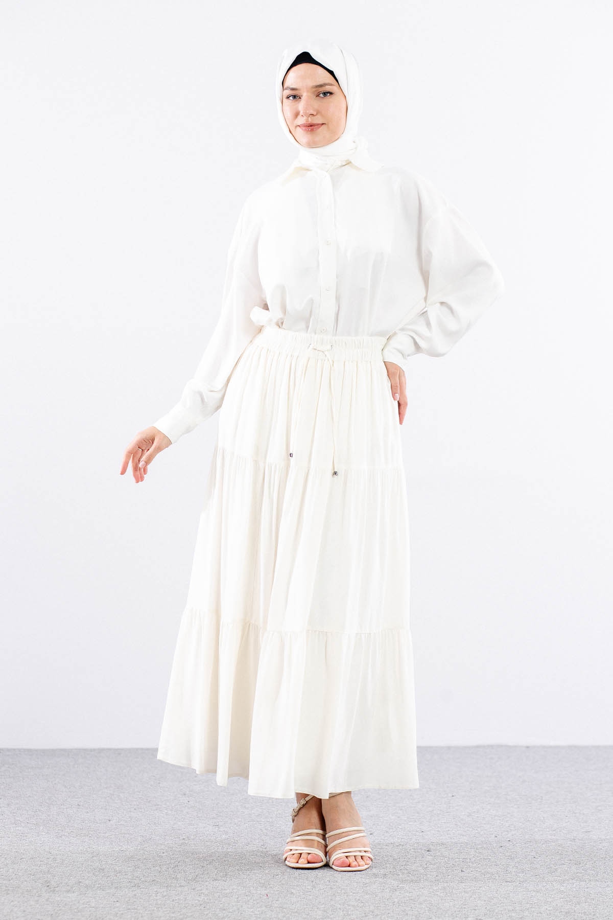 3344 Etek 1-2-3 Katli Spor - Beyaz - 3