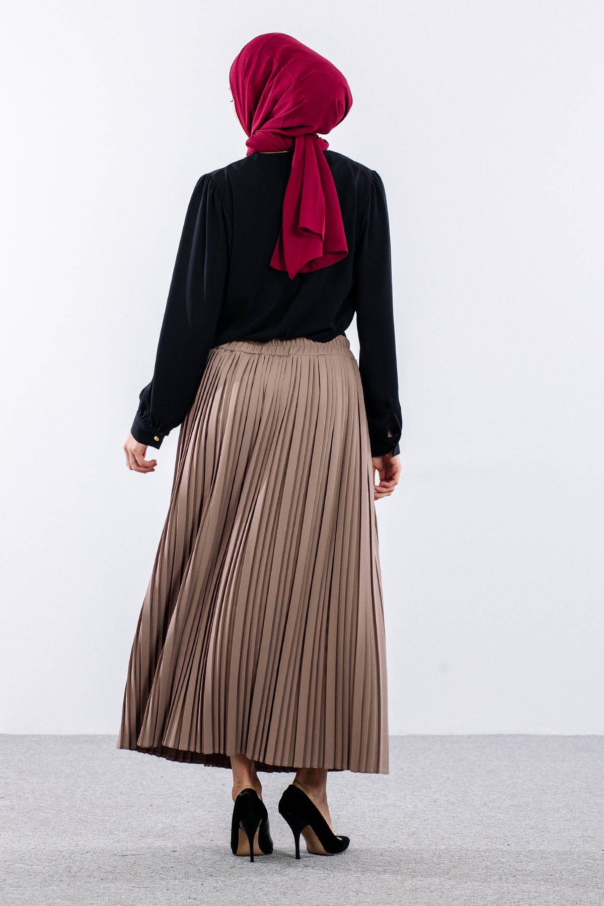 3347 Etek 1-2-3 Plise Detay - Vizon - 4