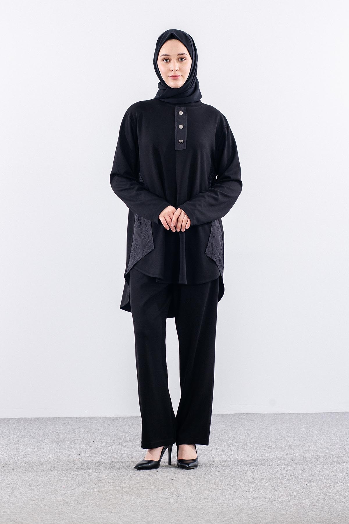 336 Takim 38-44 Parasut Garni - Siyah - 1