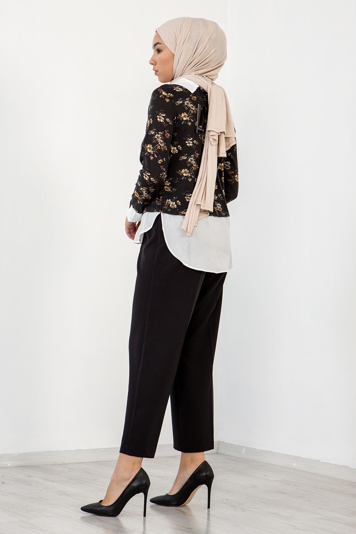 3364 Gömlekli Bluz 38-44 - Siyah - 2