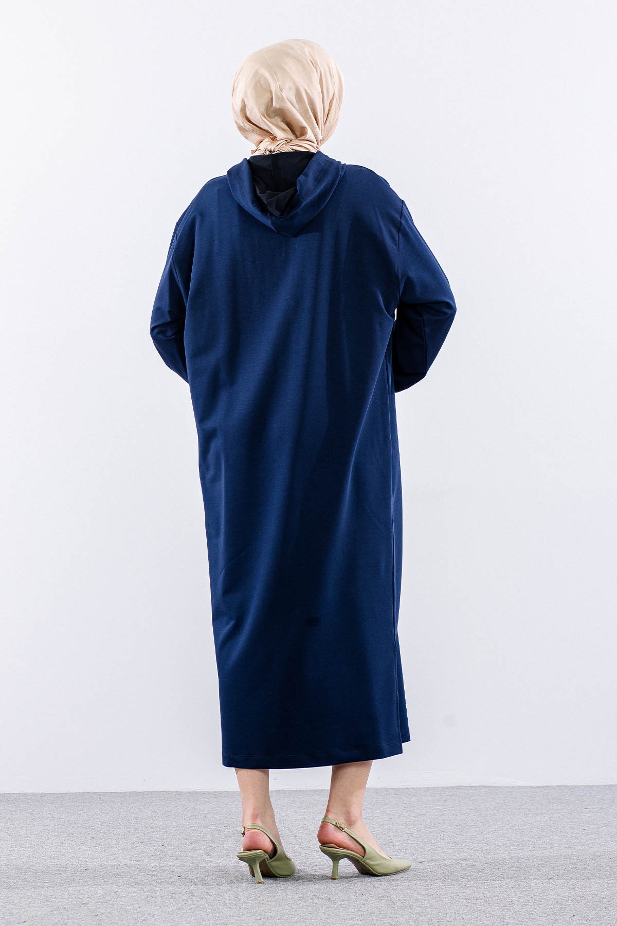 33744 Elbise Tek Kapson Detay - Lacivert - 5