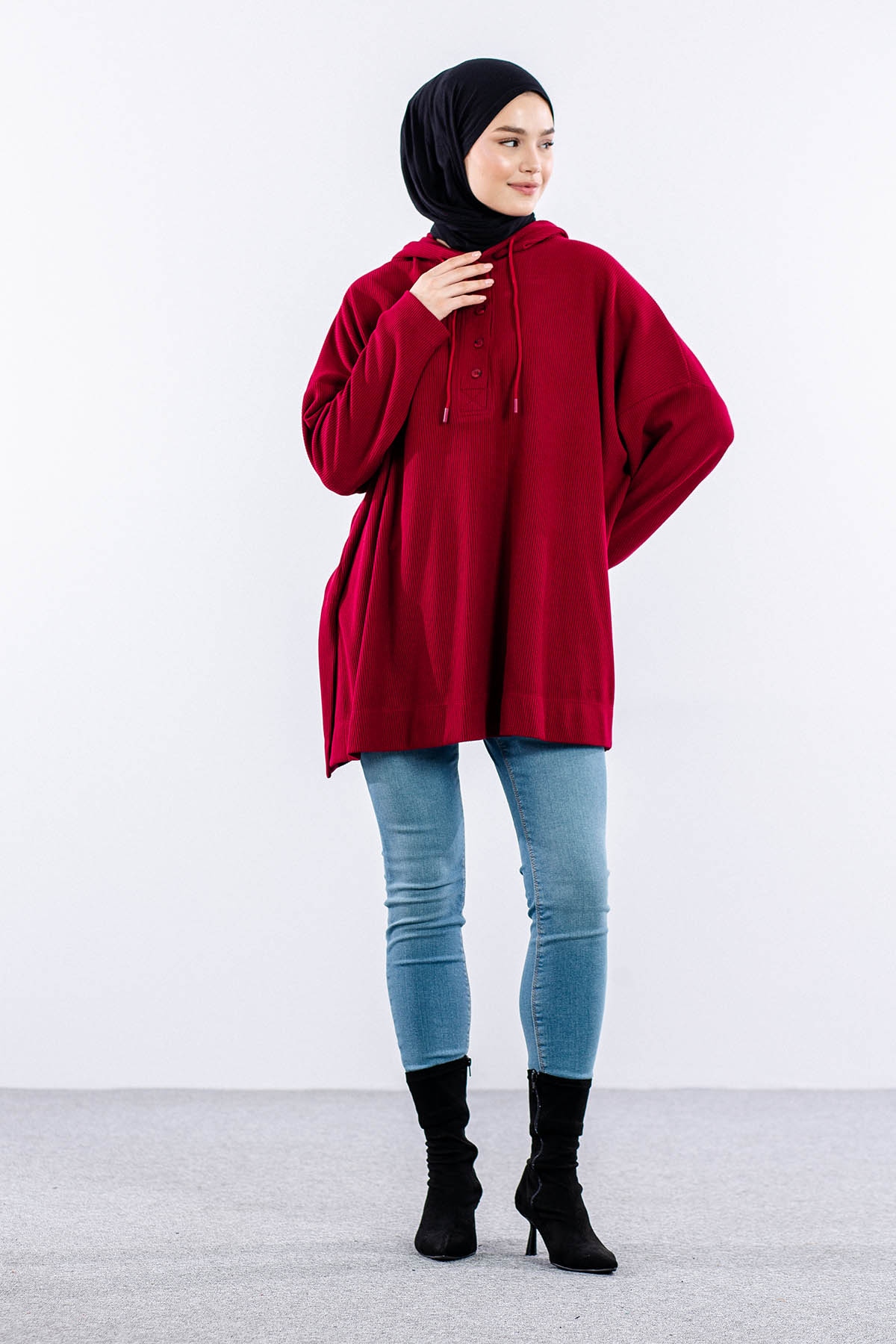 33845 Sw Tunik Tek - Bordo - 1