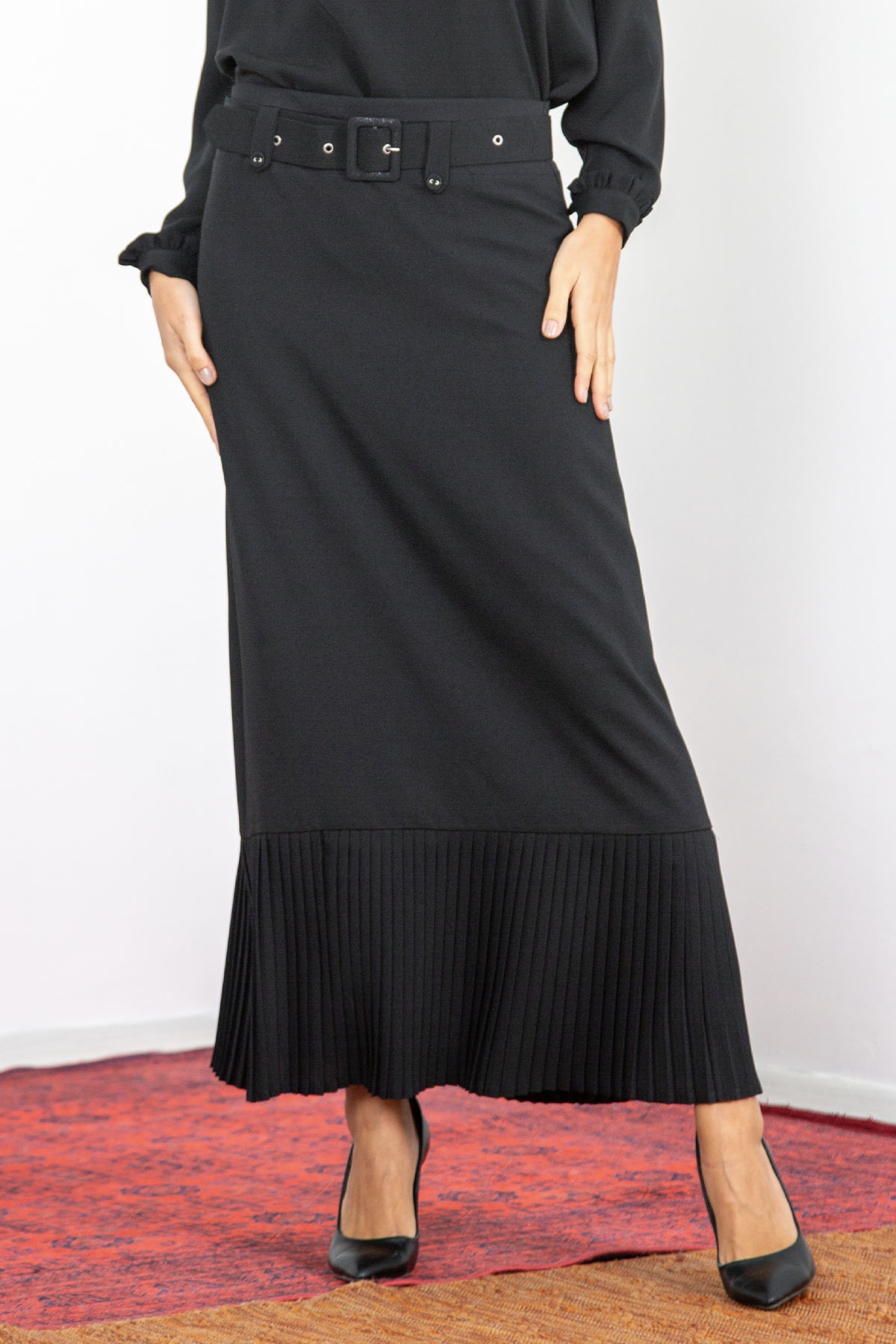 3388 Etek 40-50 Ucu Plise - Siyah - 1