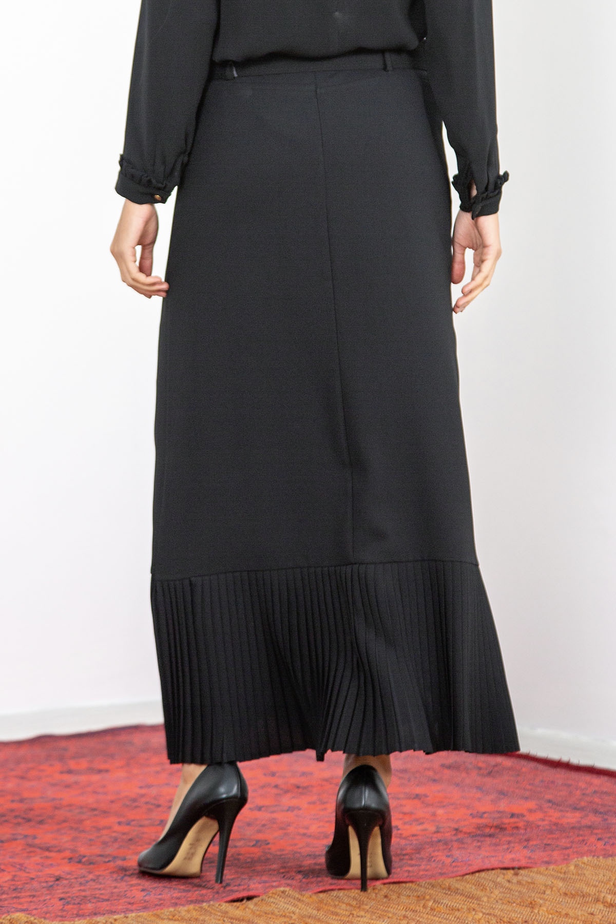 3388 Etek 40-50 Ucu Plise - Siyah - 3