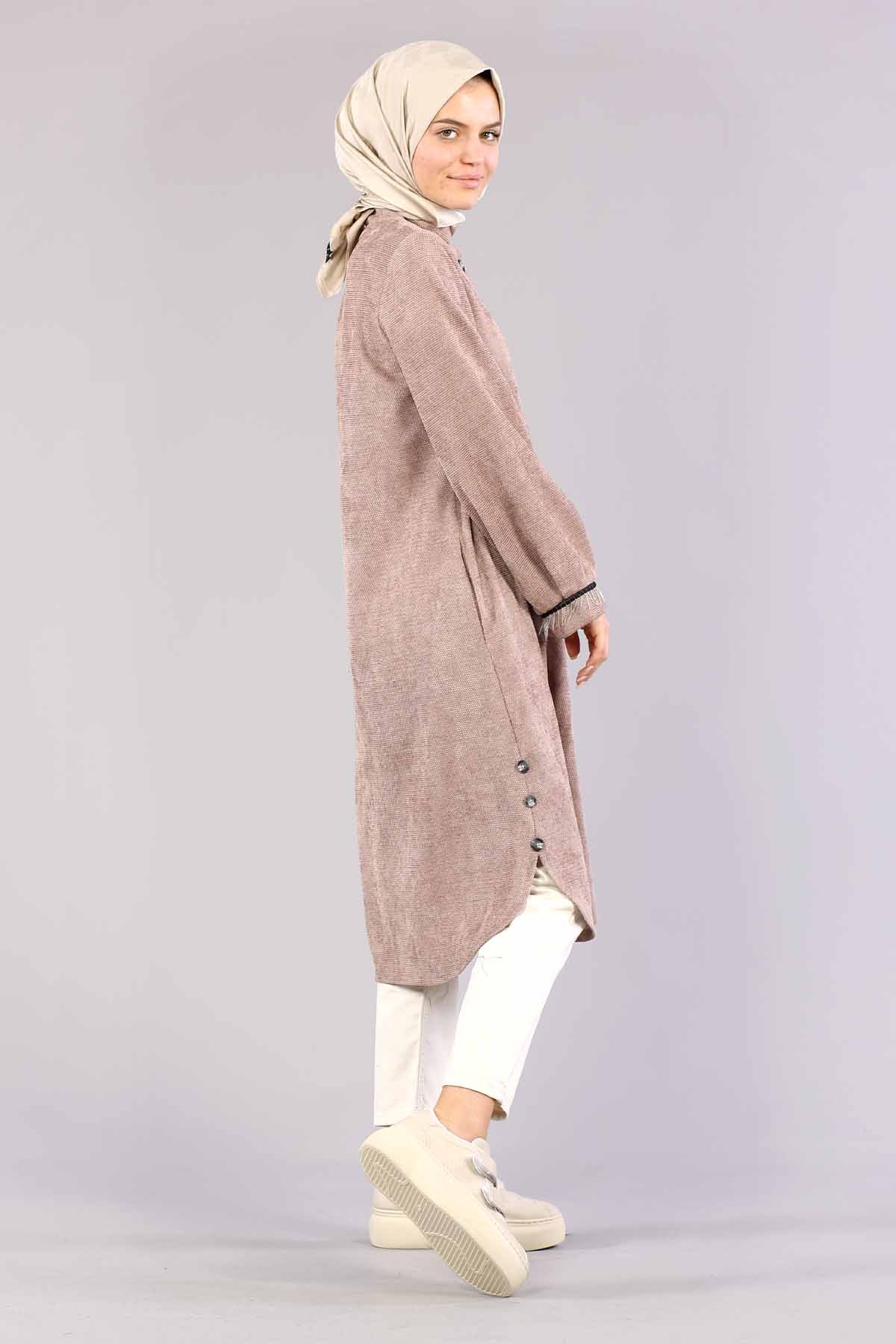 3394 Yan Düğme Tunik 40-48 - Gul - 4