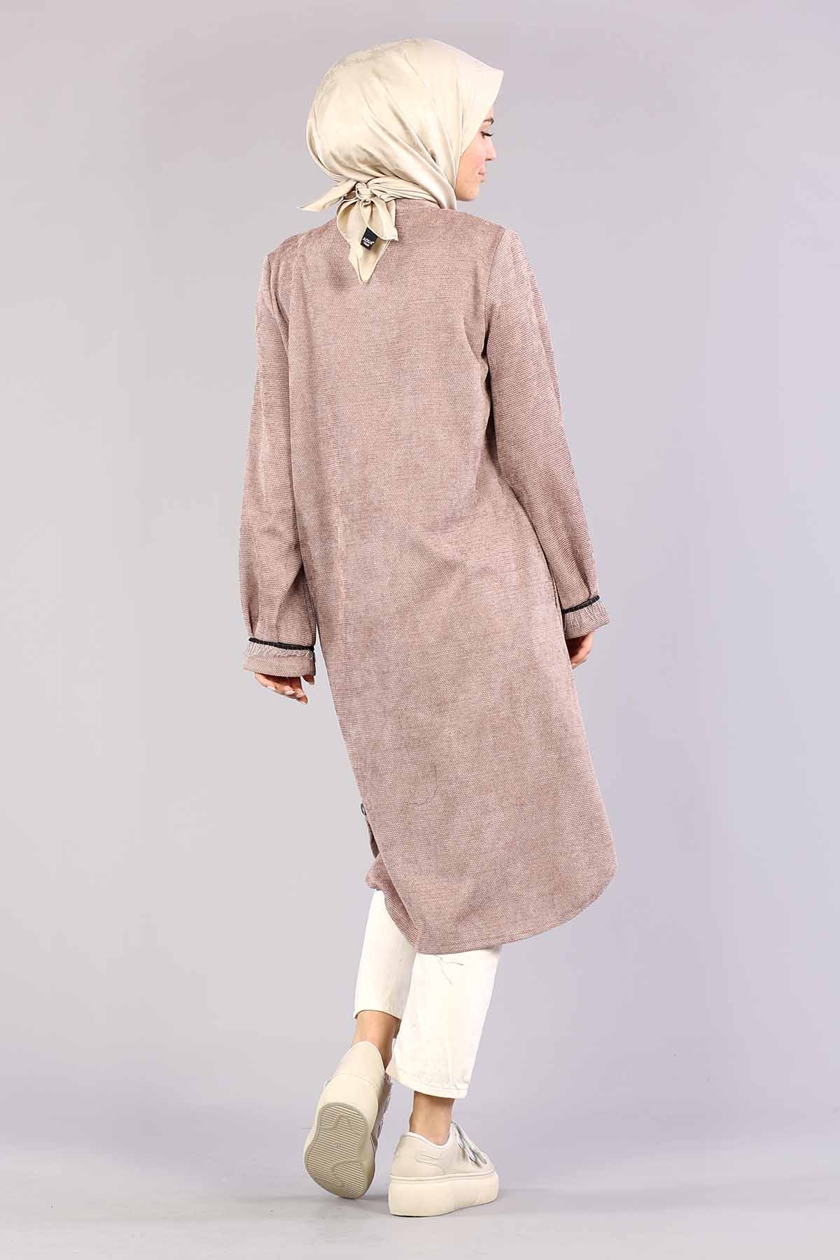 3394 Yan Düğme Tunik 40-48 - Gul - 5