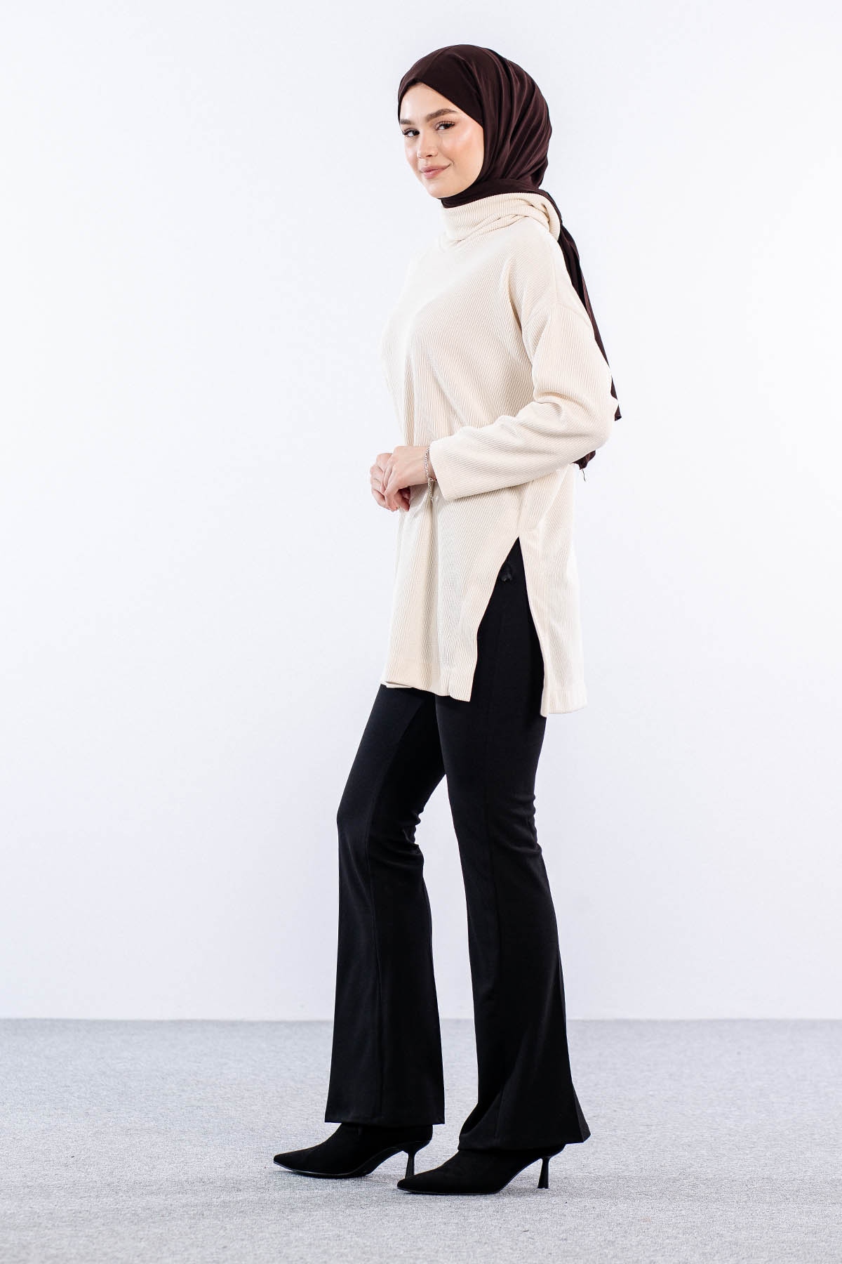 33957 örme Tunik Tek - Bej - 3