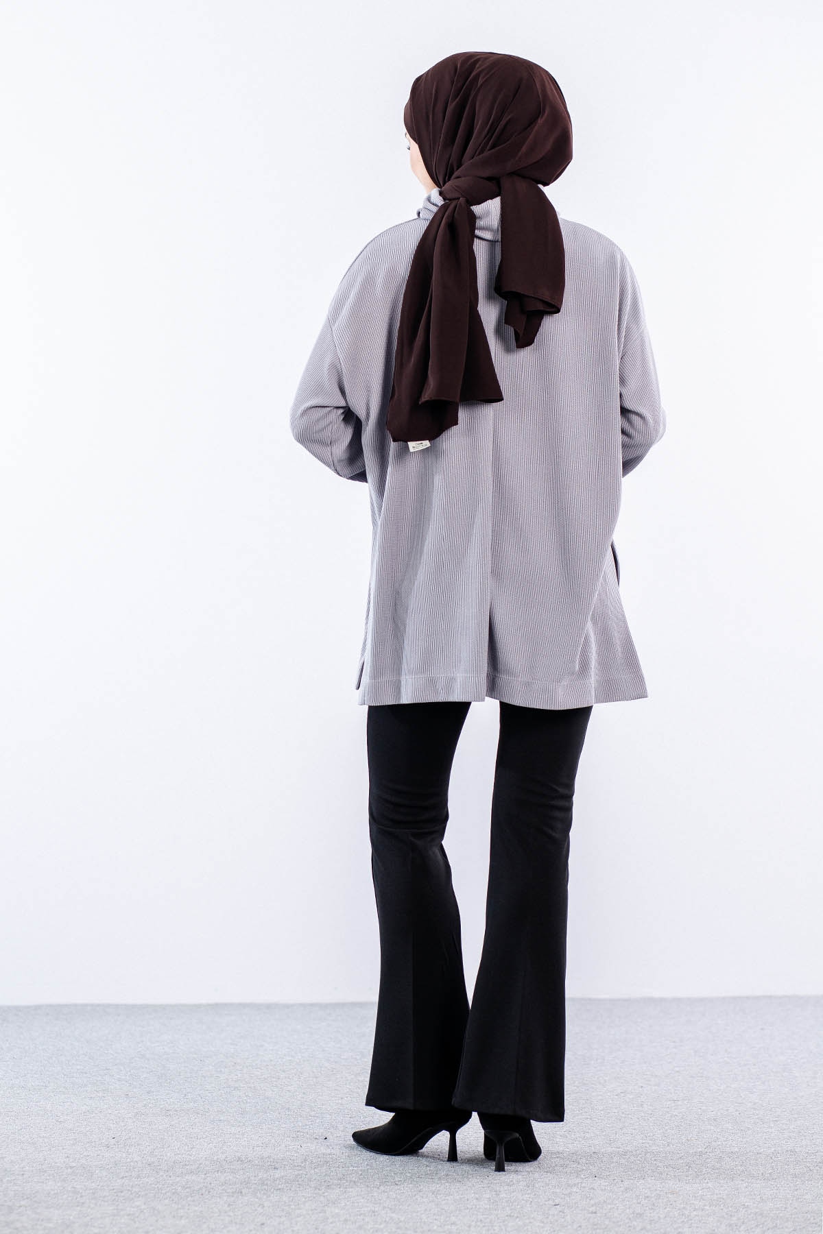 33957 örme Tunik Tek - Gri - 4