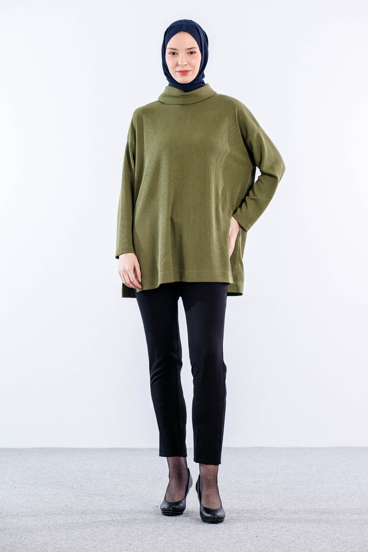 33957 örme Tunik Tek - Haki - 1