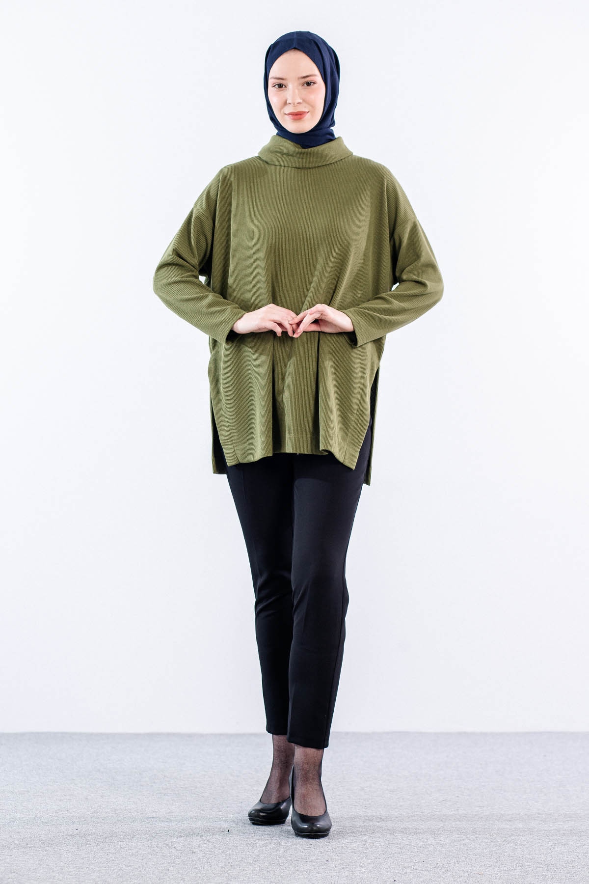 33957 örme Tunik Tek - Haki - 2