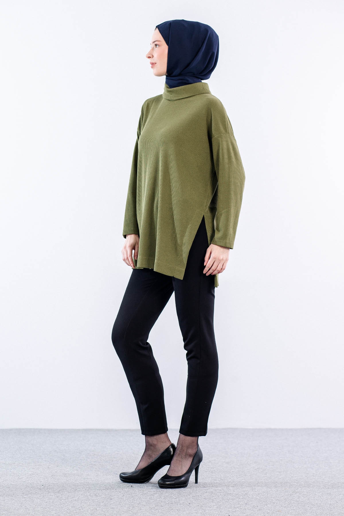 33957 örme Tunik Tek - Haki - 4