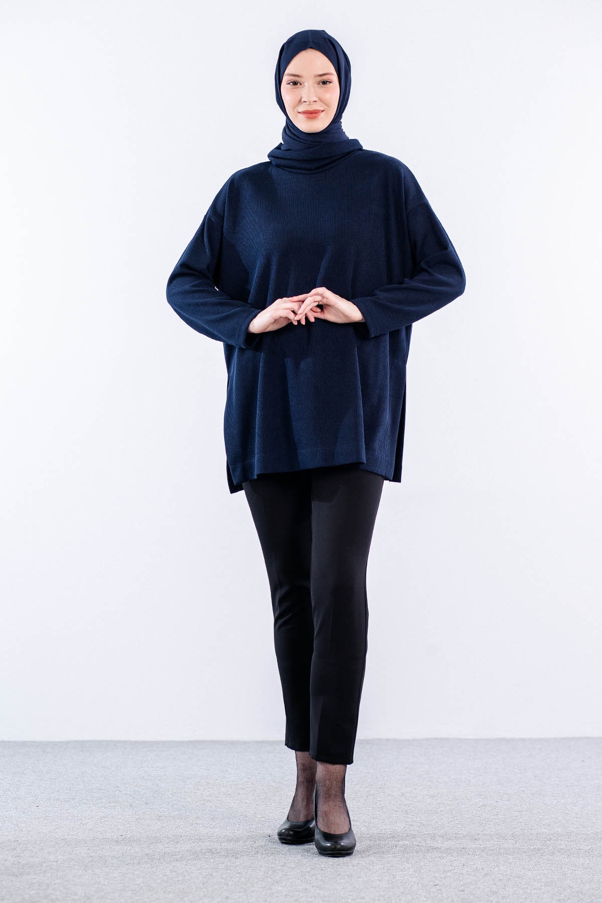 33957 örme Tunik Tek - Lacivert - 1