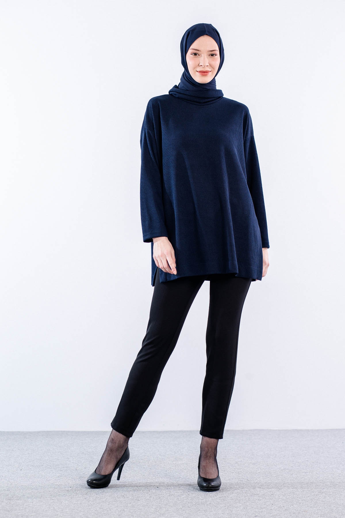 33957 örme Tunik Tek - Lacivert - 2