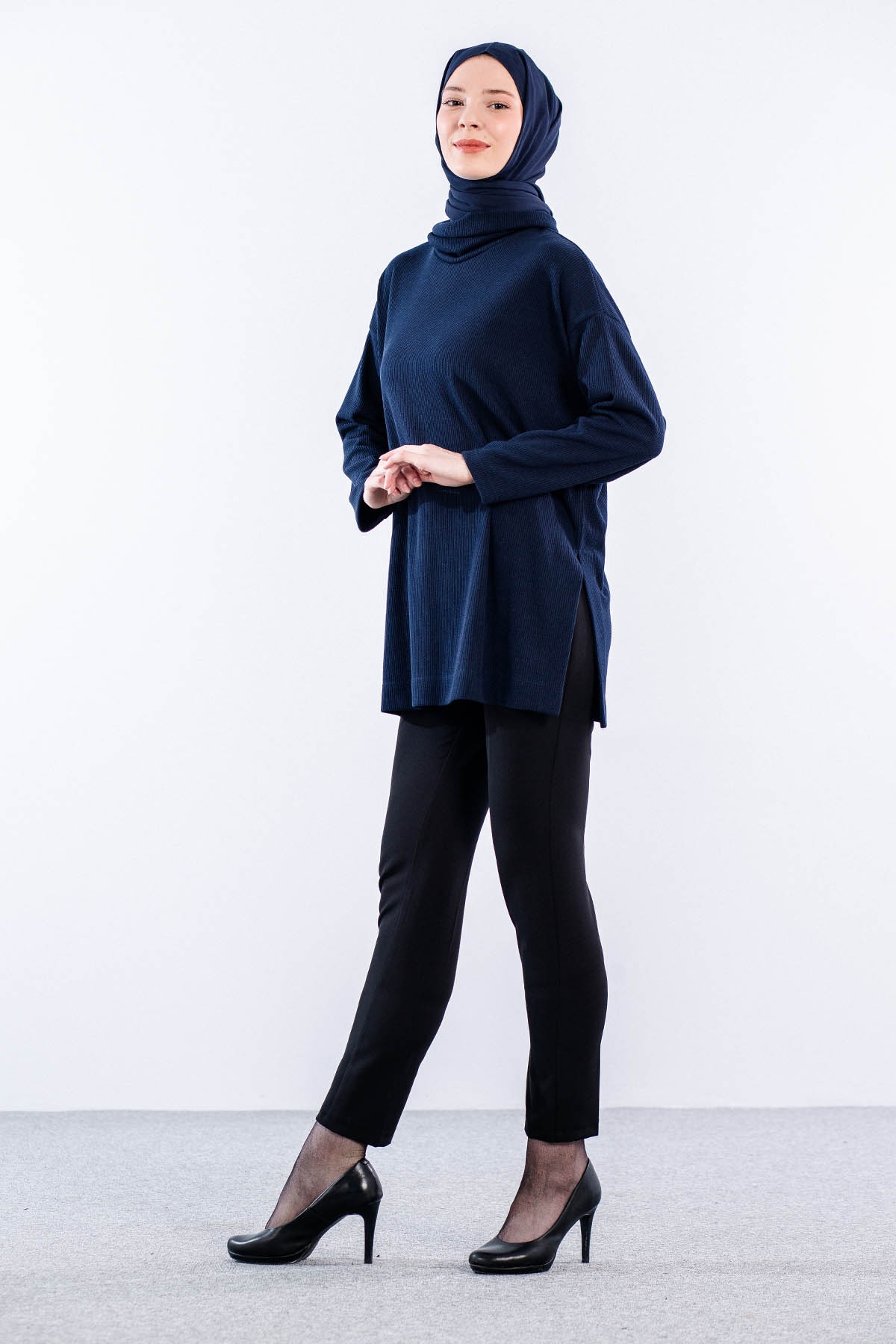 33957 örme Tunik Tek - Lacivert - 3