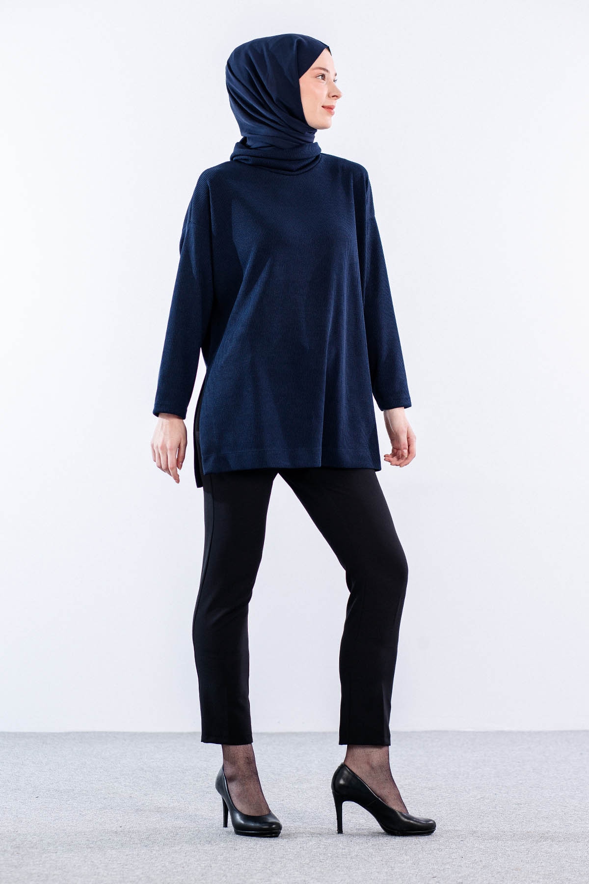 33957 örme Tunik Tek - Lacivert - 4