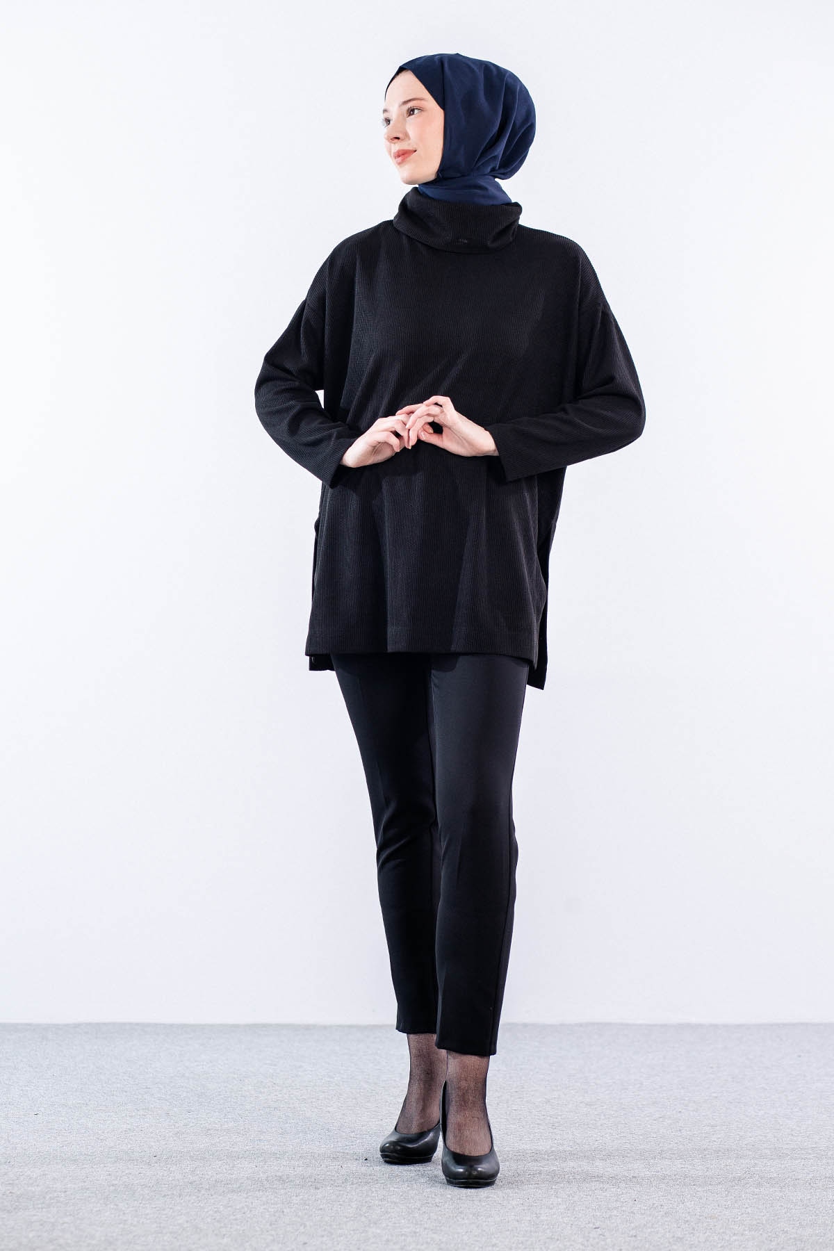 33957 örme Tunik Tek - Siyah - 2