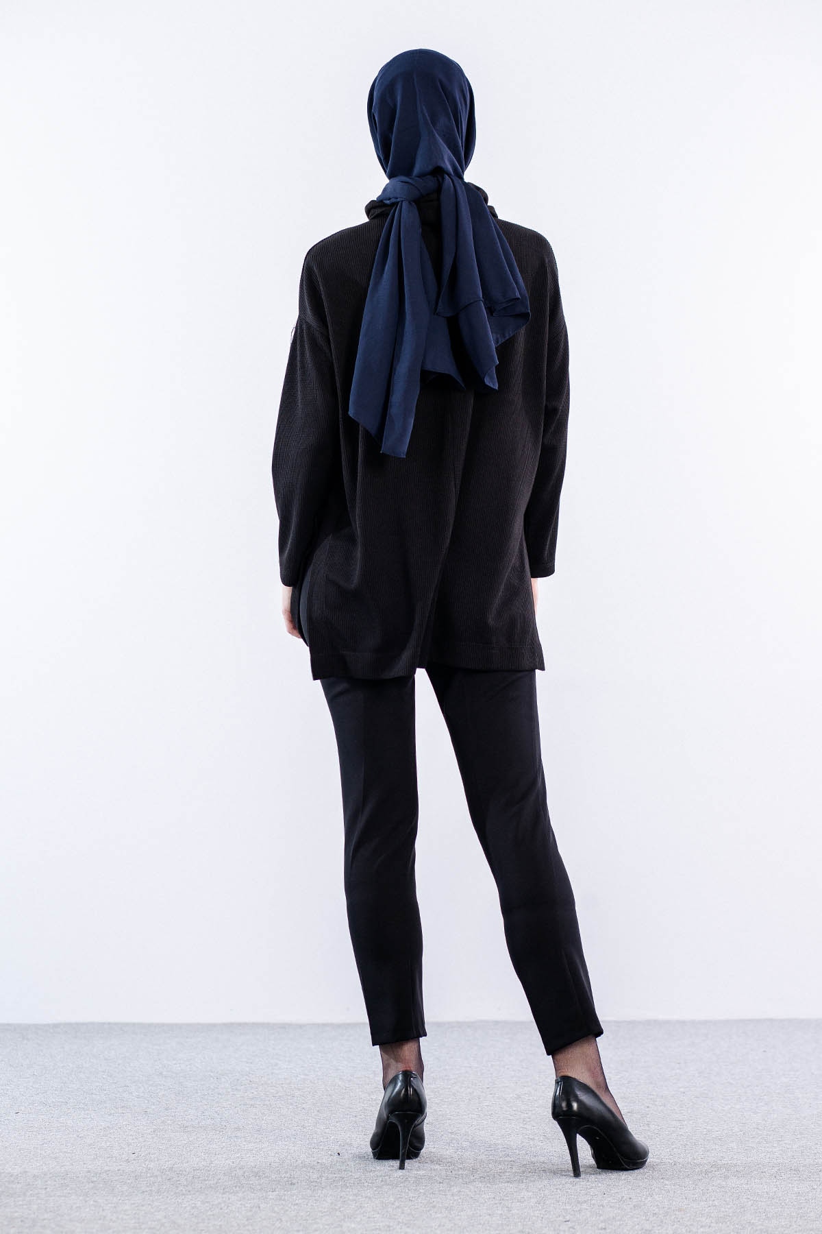 33957 örme Tunik Tek - Siyah - 4