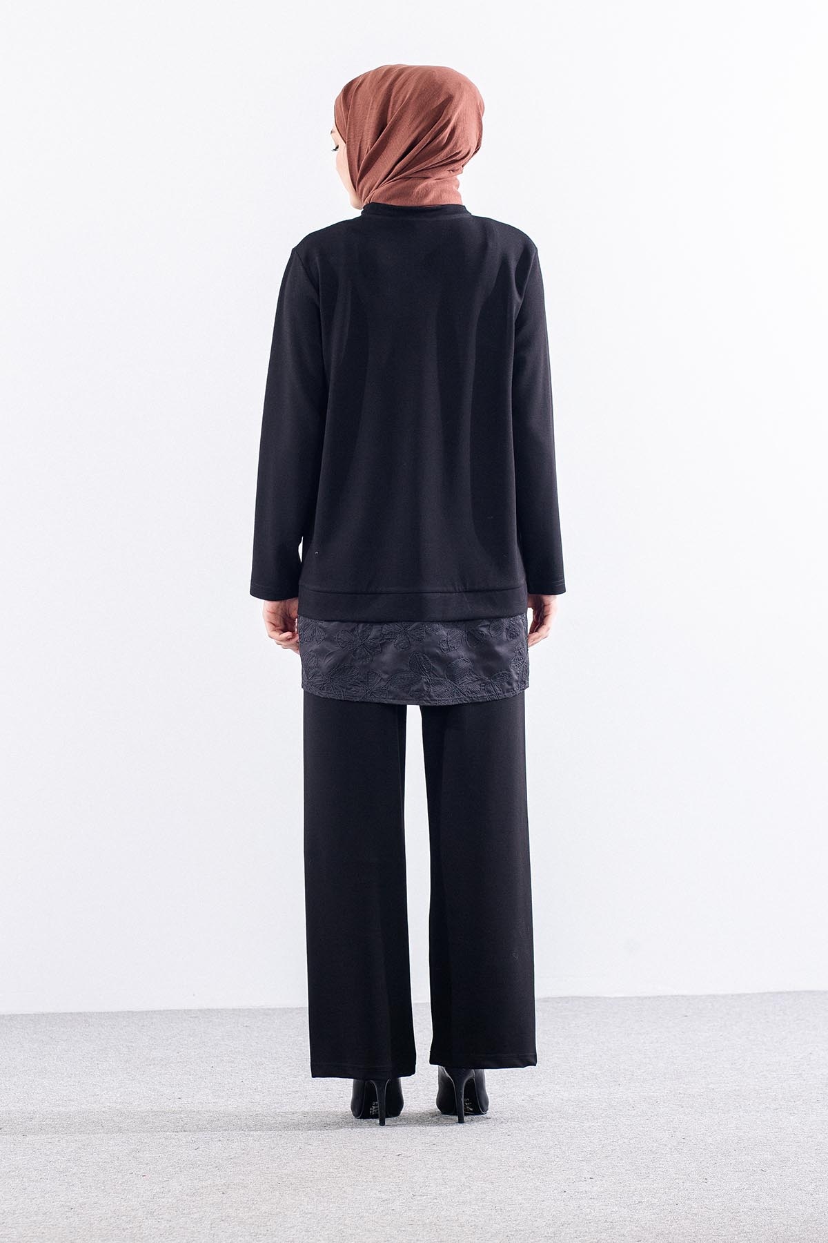 341 Takim 38-44 Dugme Nakis P Garni - Siyah - 5