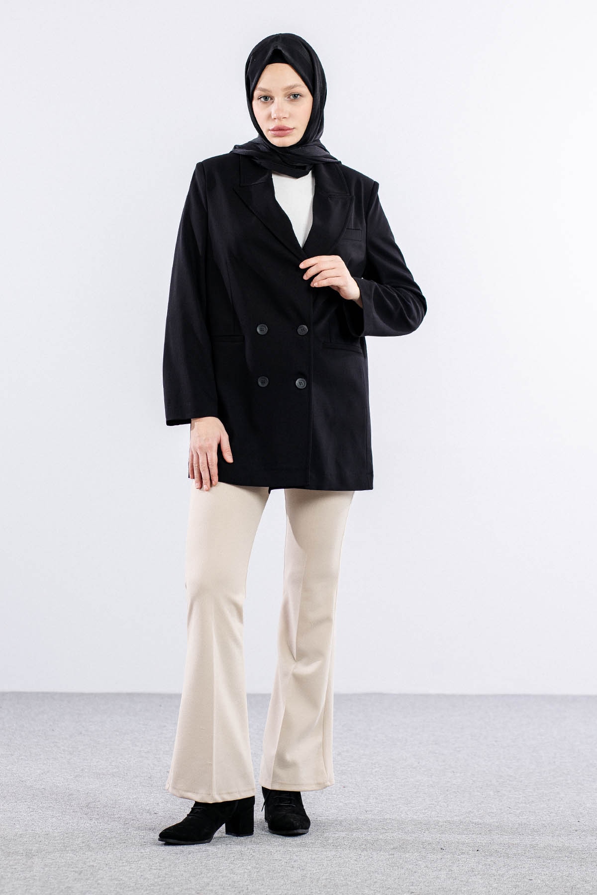 34414 Kruvaze Ceket S-m-l-xl - Siyah - 1