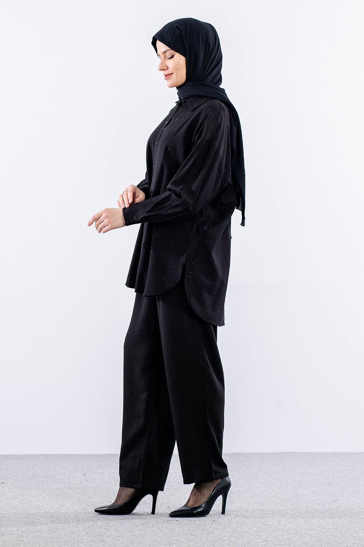 34616 Taşli Tunik Tek - Siyah - 3