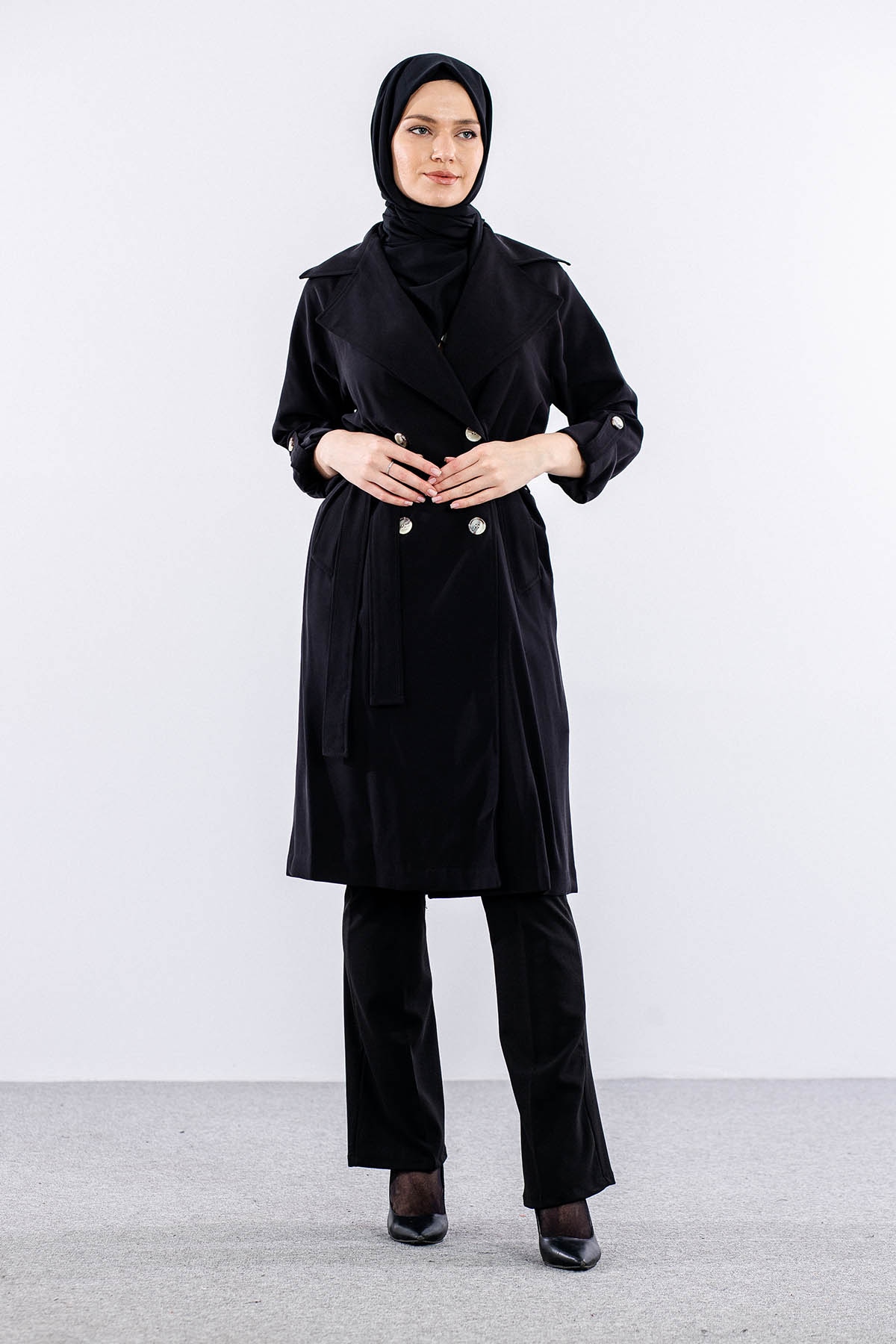 34721 Trençkot Kap S-m-l - Siyah - 1