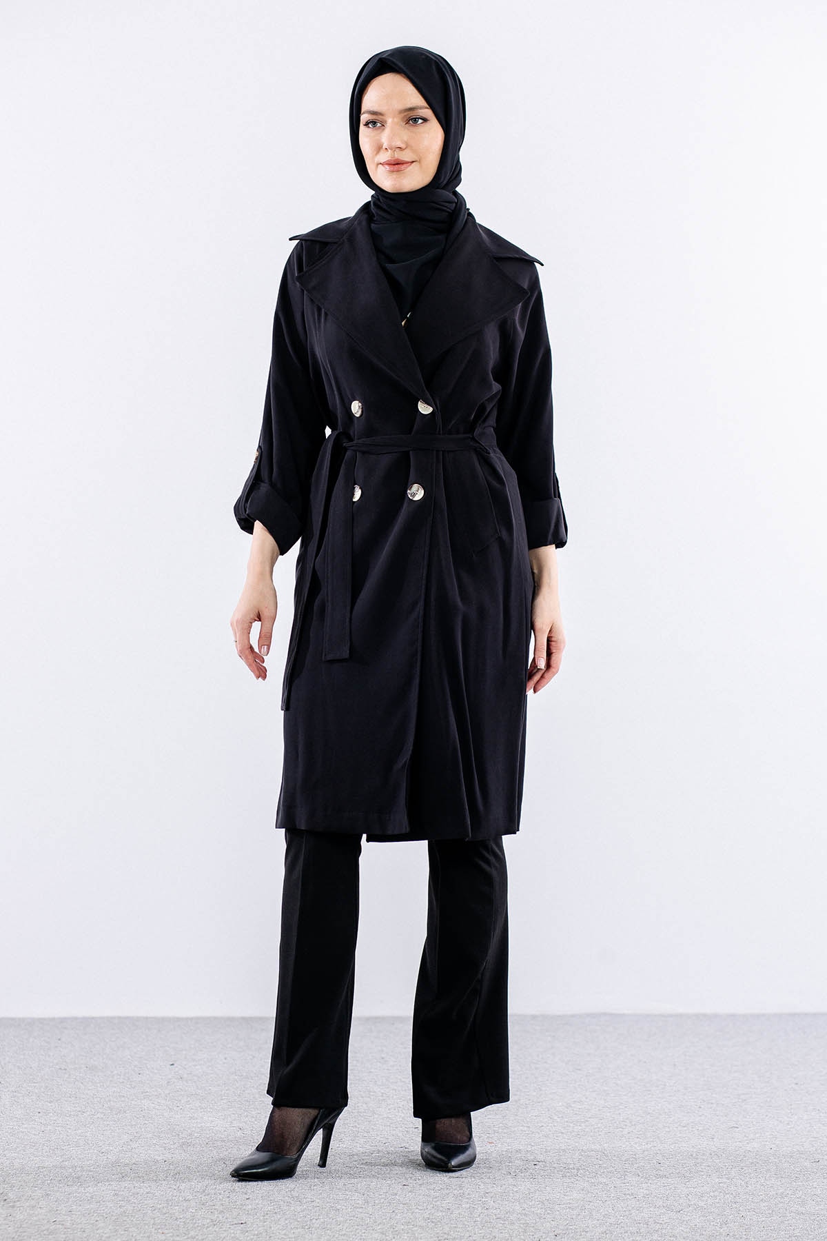 34721 Trençkot Kap S-m-l - Siyah - 2