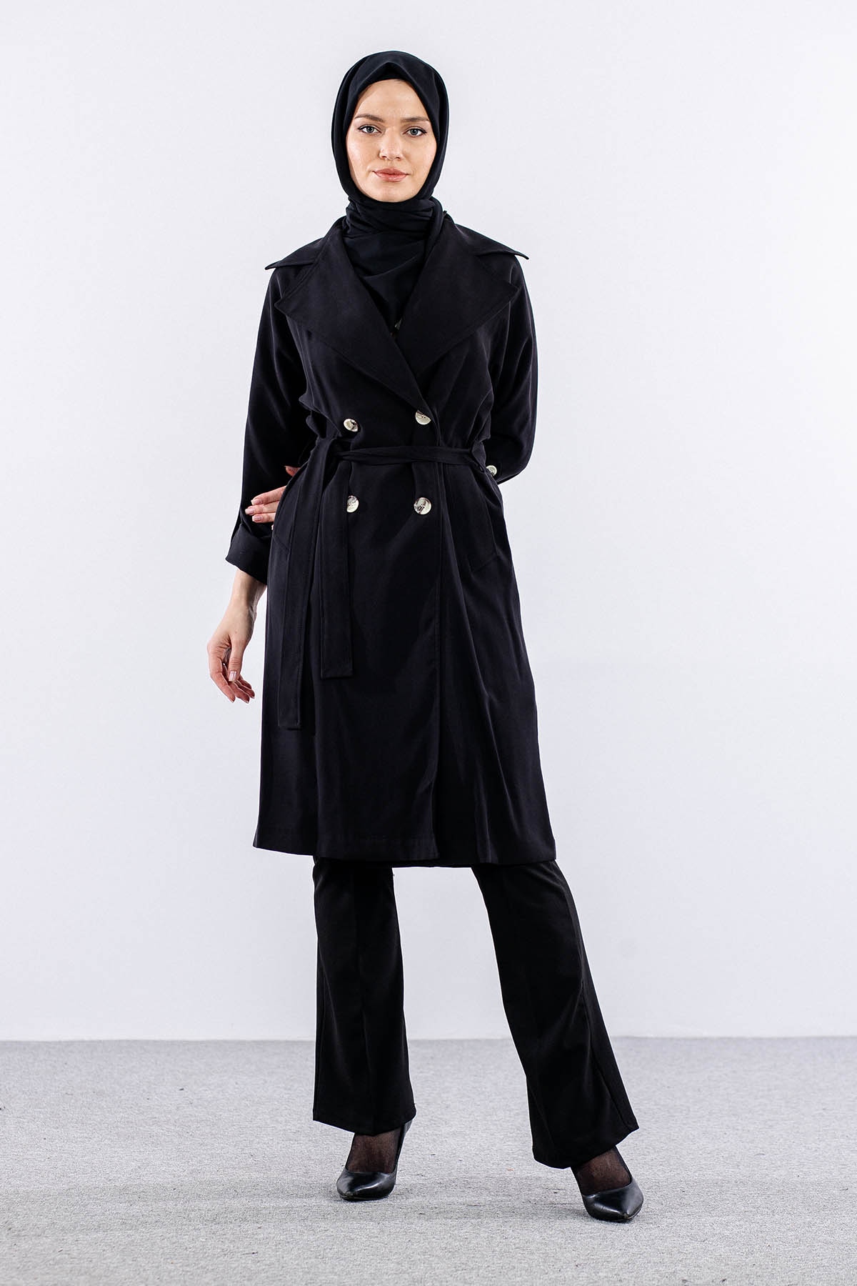 34721 Trençkot Kap S-m-l - Siyah - 3