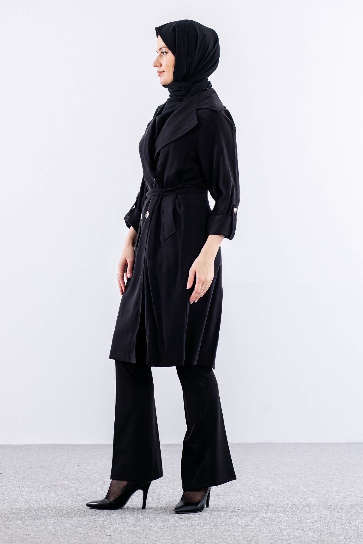 34721 Trençkot Kap S-m-l - Siyah - 4