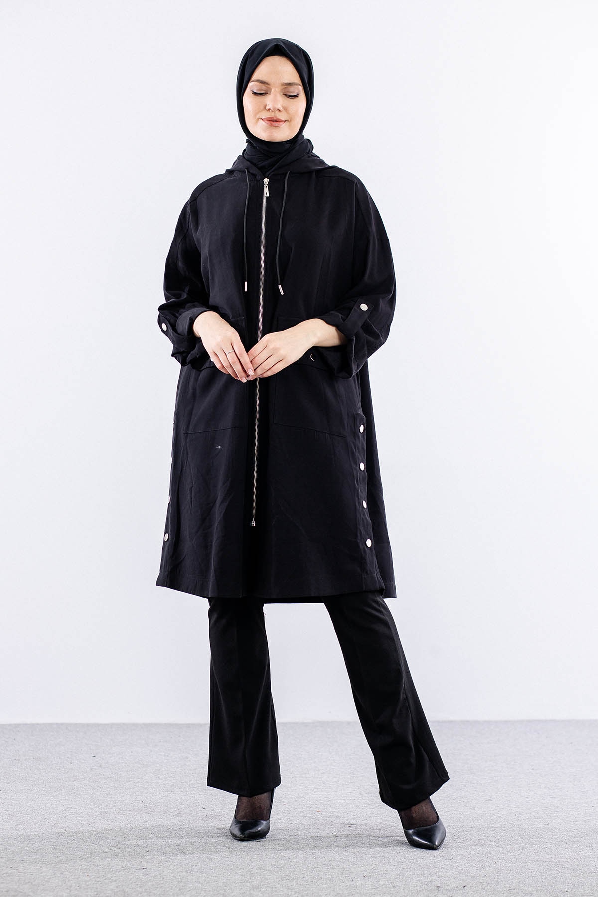 34809 Yirtmaçli Kap Tek - Siyah - 1