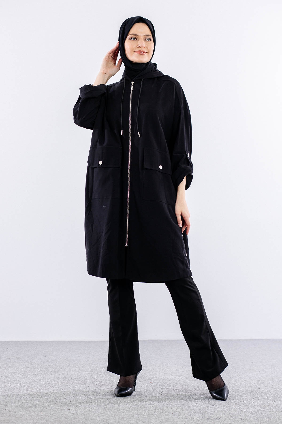 34809 Yirtmaçli Kap Tek - Siyah - 2