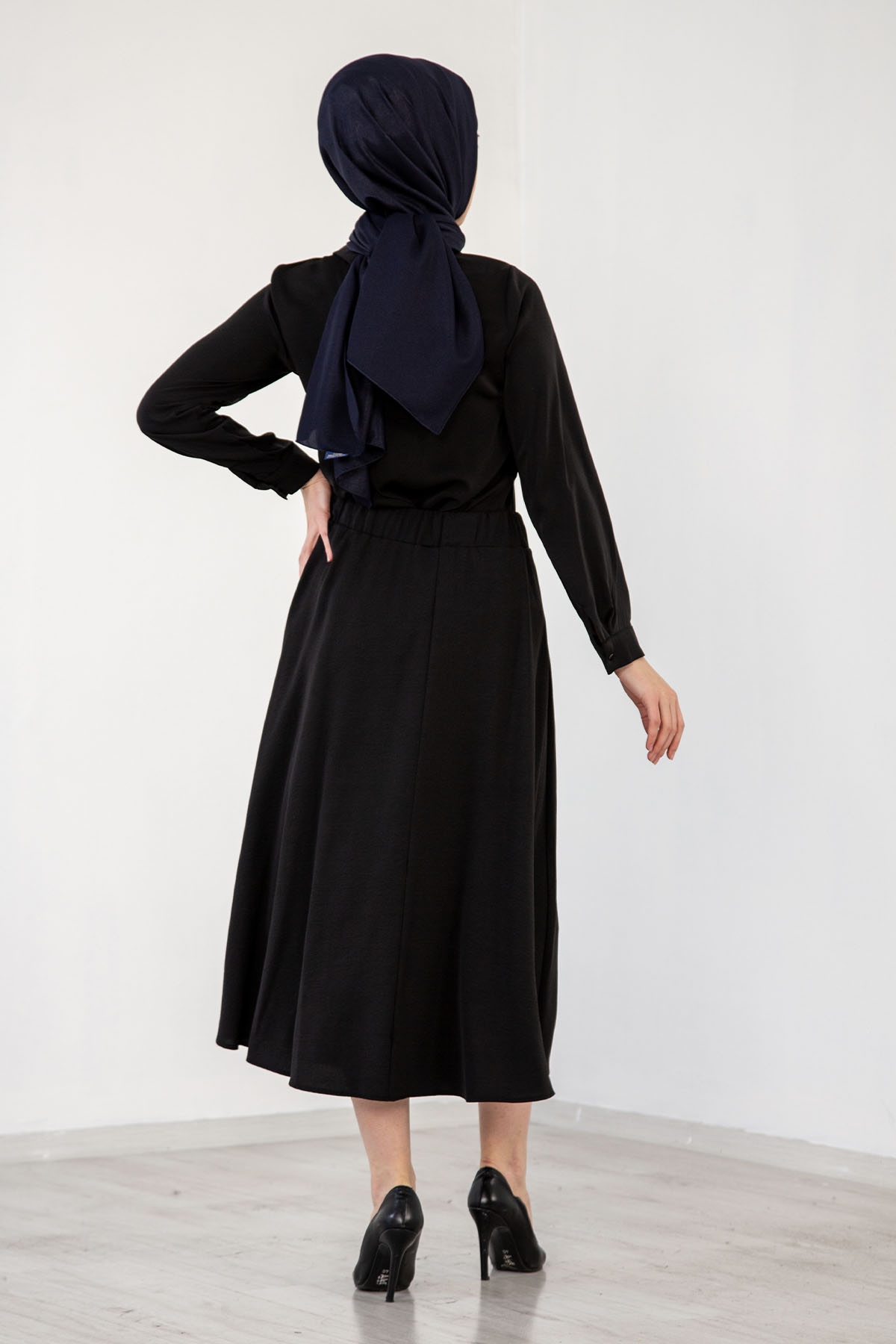 3499 İncili  Gömlek 38-44 - Siyah - 5