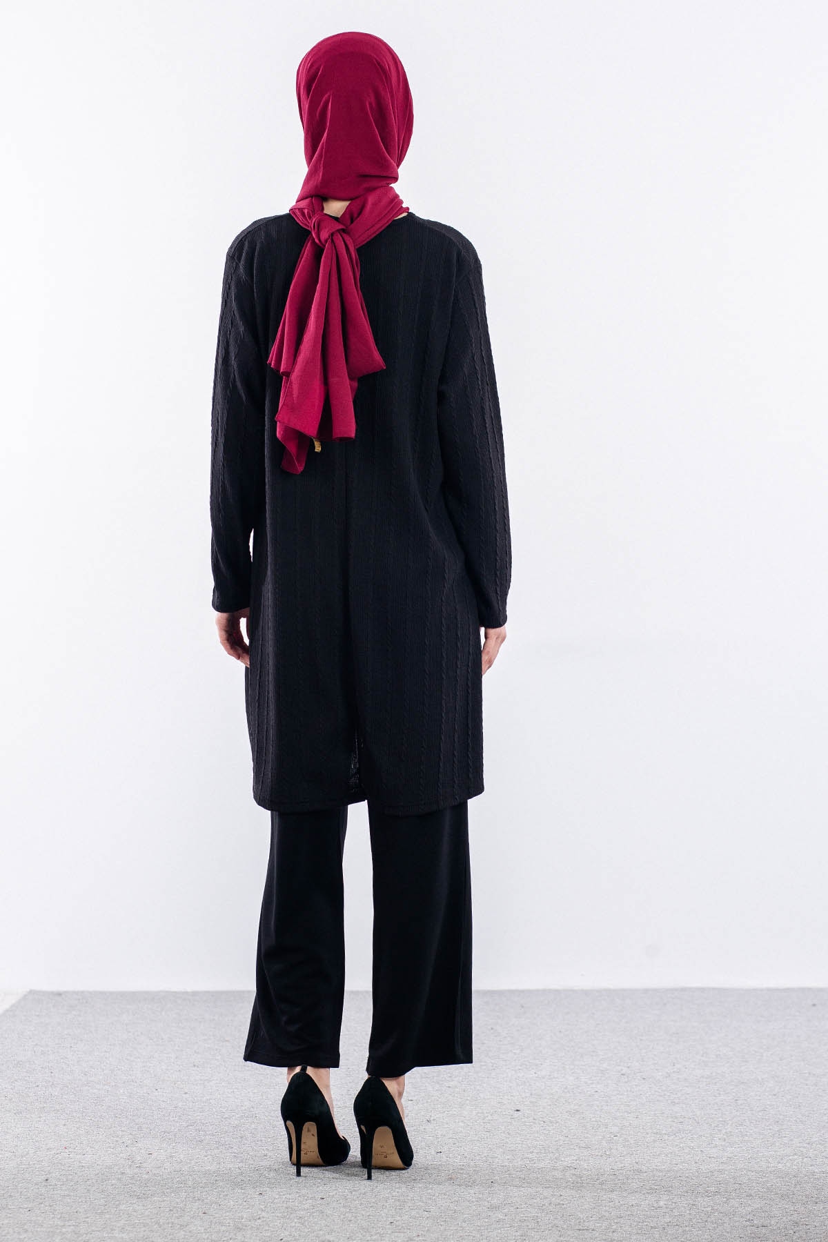 3500 Tunik 46-54 Kabartma Kumas - Siyah - 4