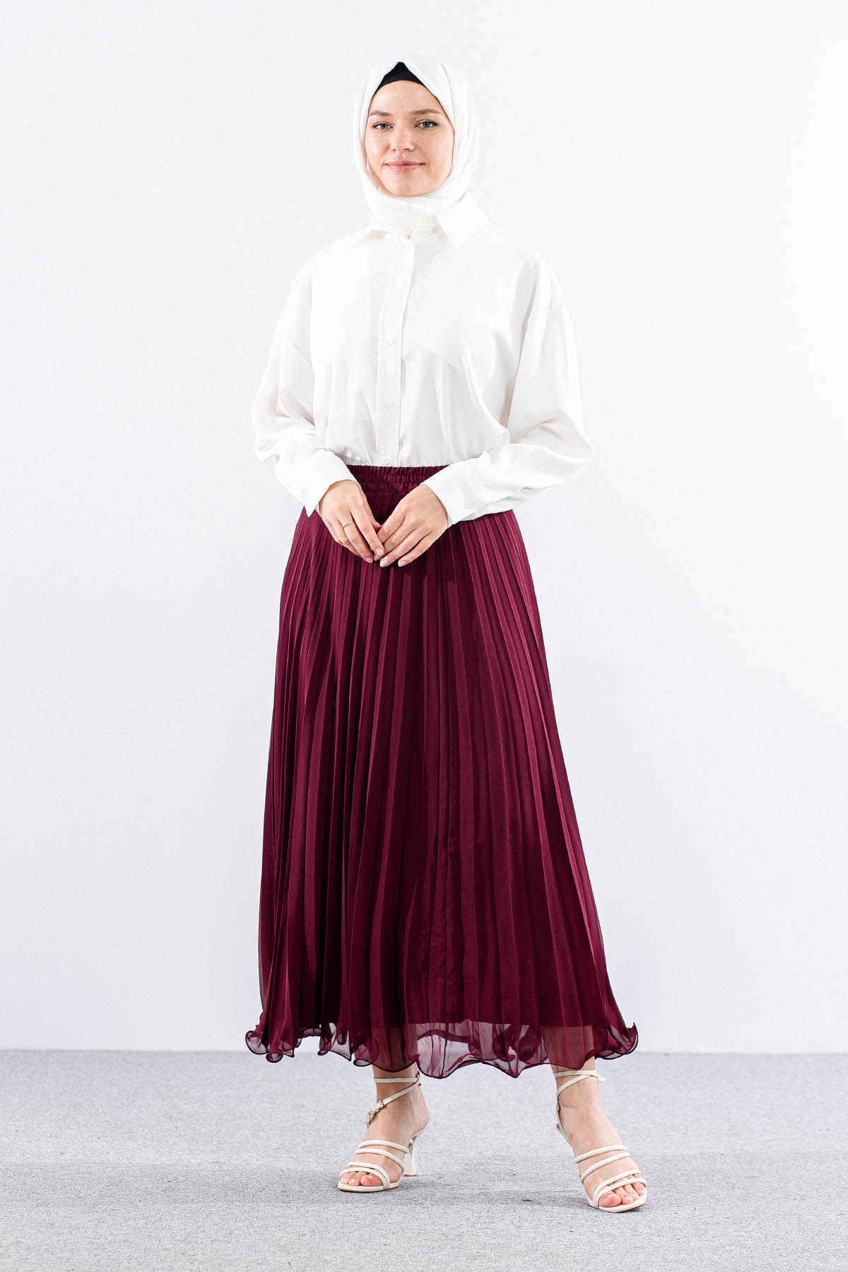 35059 Etek S-m-l Etekucu Volan Plise - Bordo - 2