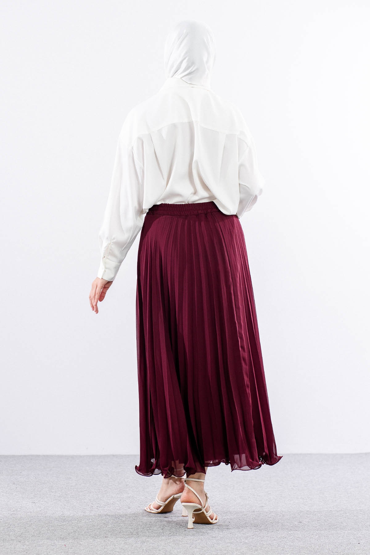 35059 Etek S-m-l Etekucu Volan Plise - Bordo - 5