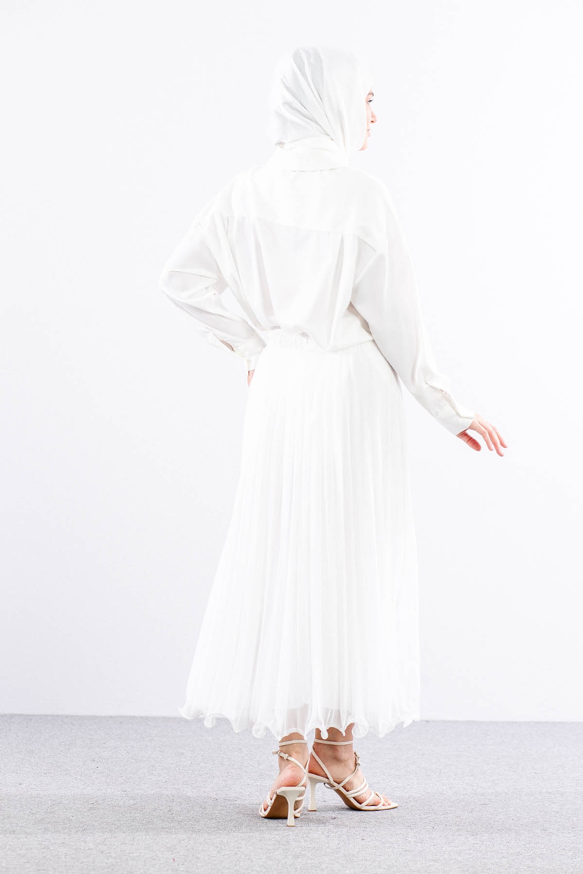 35059 Etek S-m-l Etekucu Volan Plise - Ekru - 4