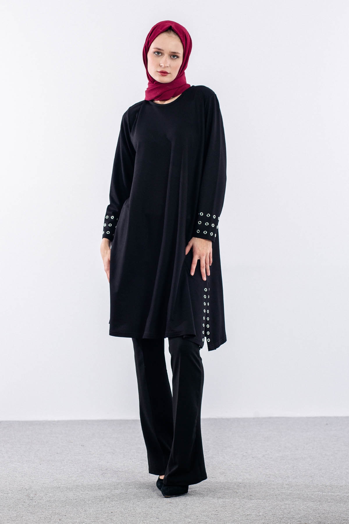 3508 Tunik 46-54 Kusgozu - Siyah - 1